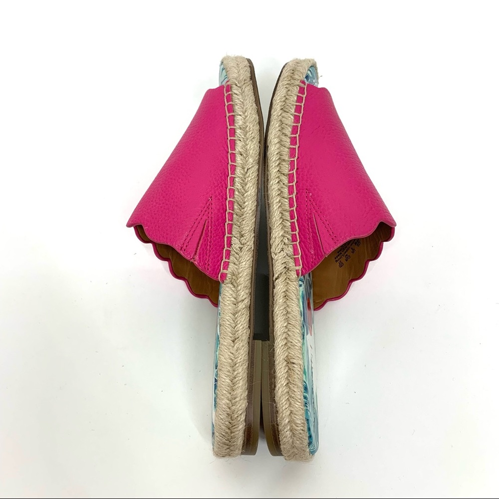 J. McLaughlin Pink Pebbled Leather Tropical Espadrille Slide Sandals New Size 10 - Picture 5 of 9